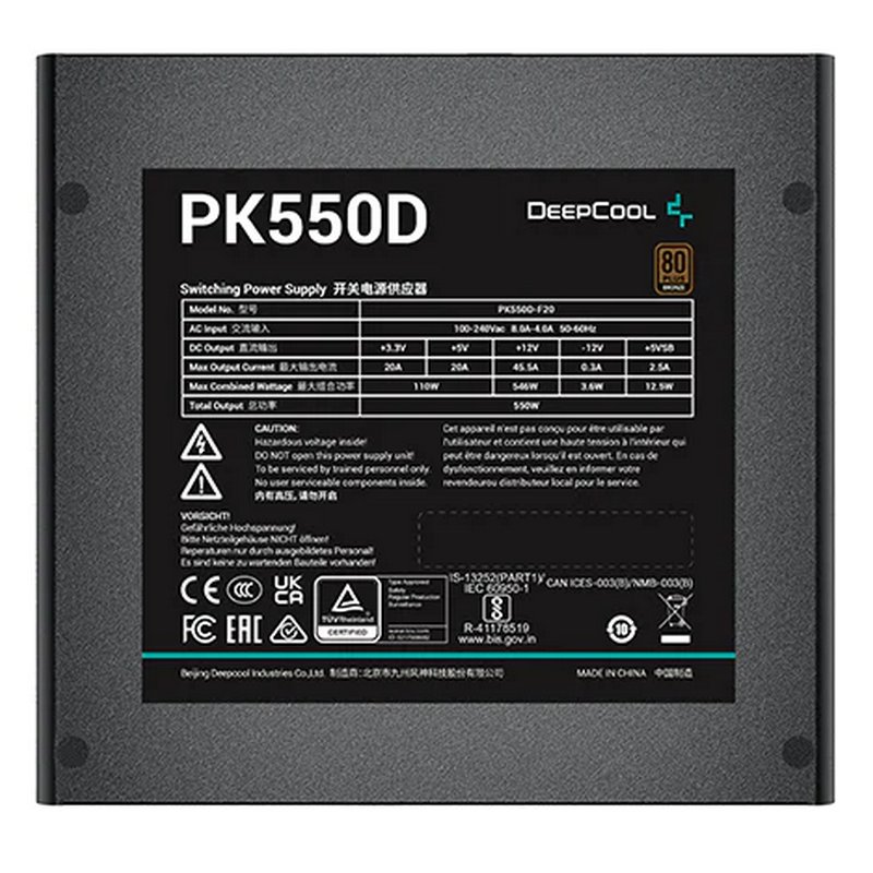 DeepCool PK550D Fonte de Alimentação 550W 80 Plus Bronze PcComponentes pt