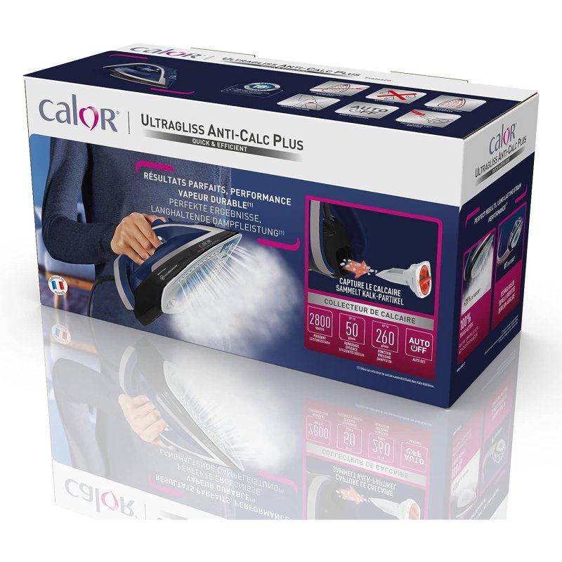 Calor FV6846C0 Ultragliss Anti Calc Plus Ferro De Engomar 2800W Azul