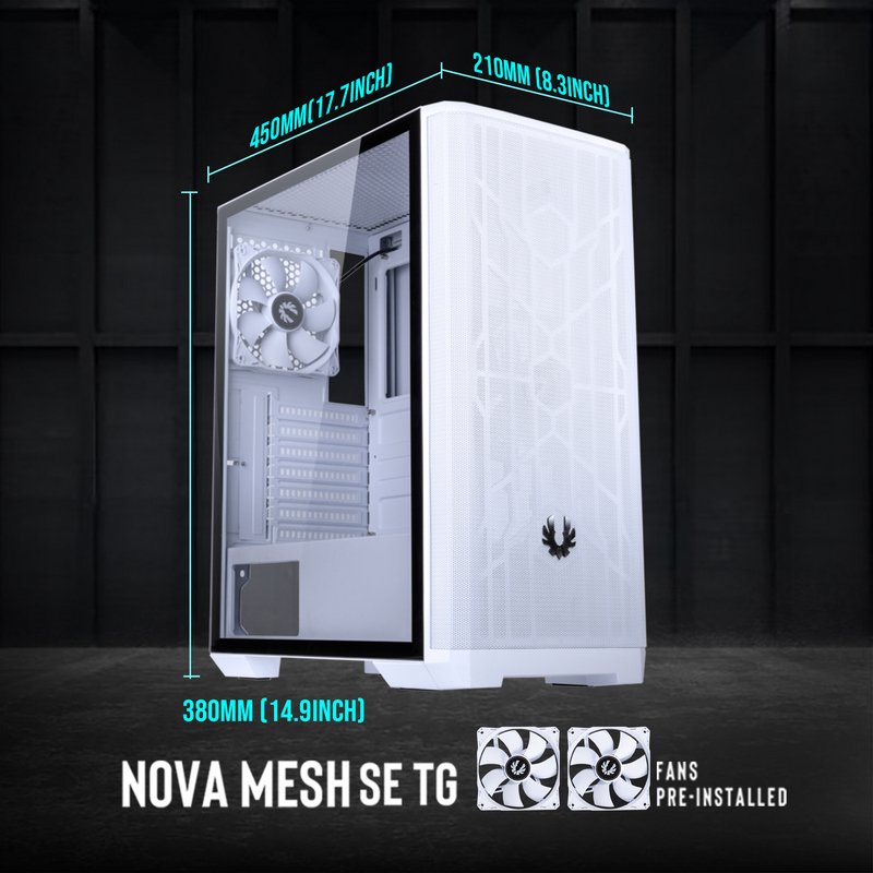 Bitfenix Nova Mesh Se Tg Atx Tour Verre Tremp Usb Blanc