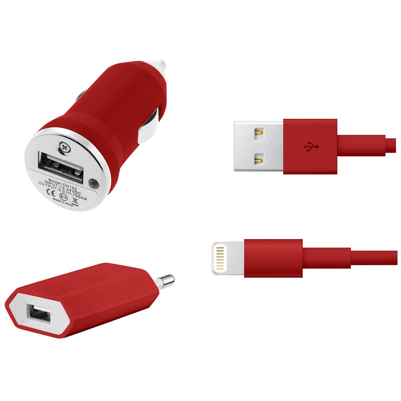 Cargador Red iPhone 56 iPad Mini 3 en 1 (red coche Cargador Red iPhone 56 iPad Mini 3 en 1 (red coche