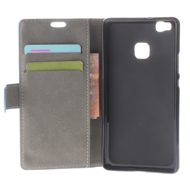 MOBESV Funda Tipo Cartera Con Imán Para Huawei P9 Lite, Con Ranuras Para Tarjetas, Soporte Plegable Y Cierre Magnético, Color Azul Elegante