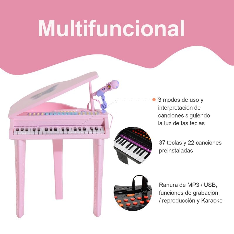 Homcom - Piano infantil 37 Teclas HomCom