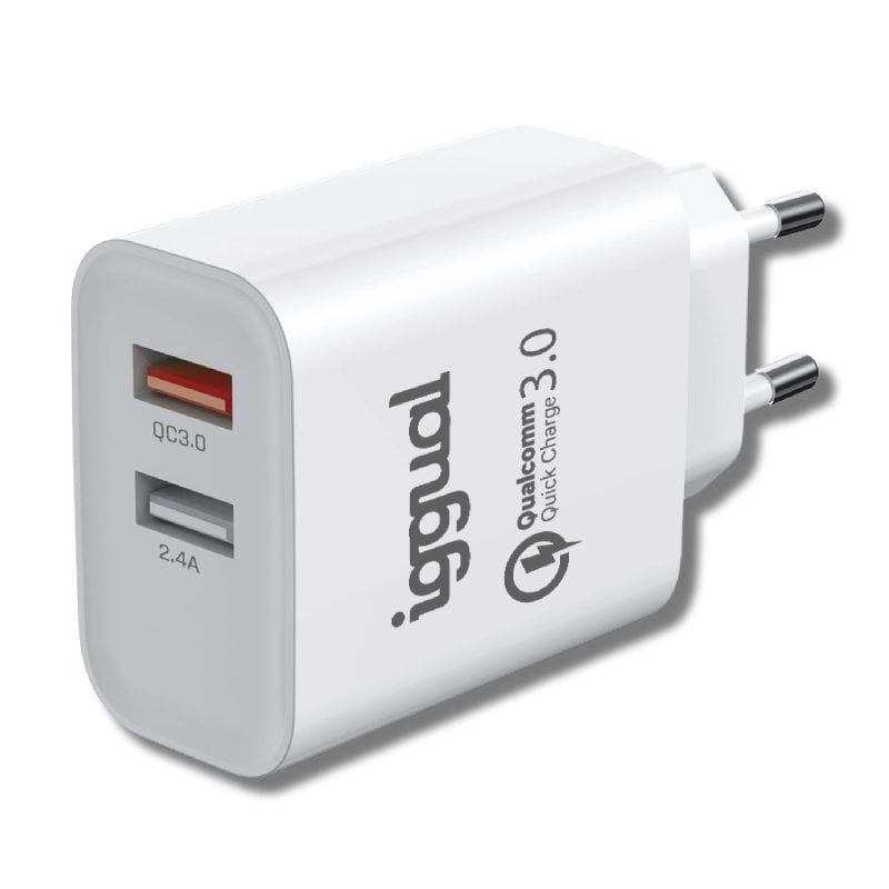 Iggual Carregador 2xUSB Quickcharge 3.0 30W