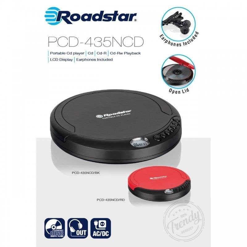 Roadstar Rot Tragbarer Cd-Player Pcd-435Cd 1,6W Rms Lcd Kopfhörer Inkl.