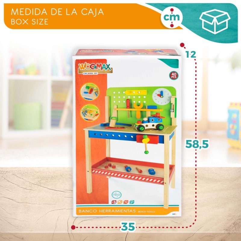 WOOMAX Tour En Bois 52 Pièces - Jeu De Construction Éducatif Avec Animaux Colorés - Multijeu Domino, Carte, Créatif