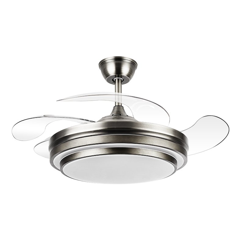 Fabrilamp Ibe Ventilador de Techo con Aspas Retráctiles y Mando 32W Níquel