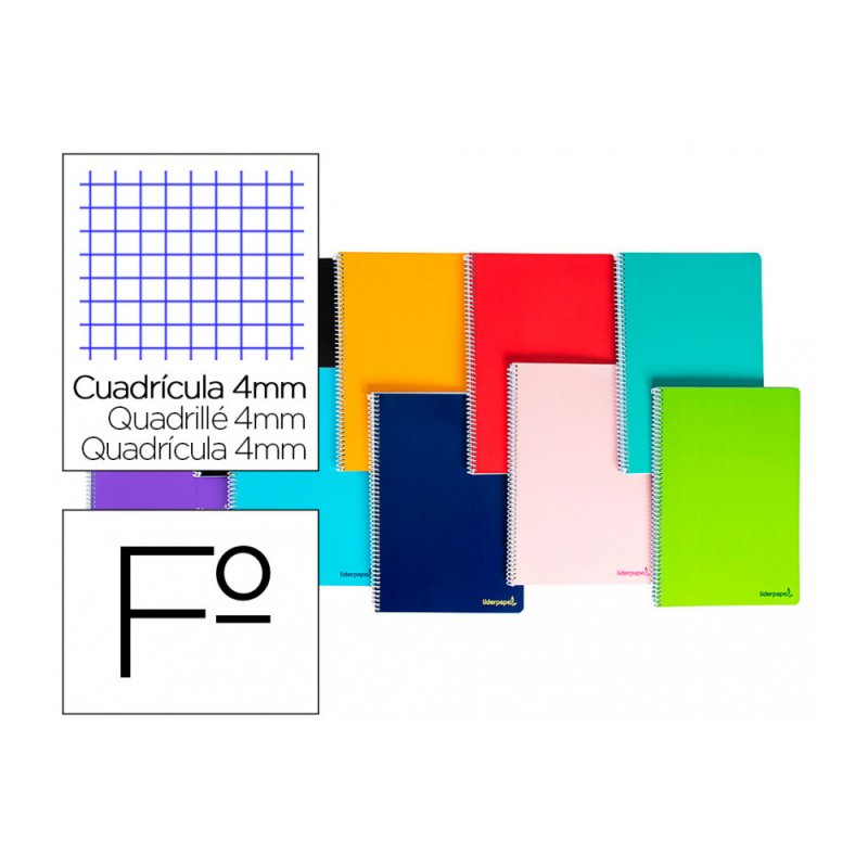Liderpapel Smart Folio Couverture Souple 80h 60gr 4mm Carré Avec Marge Couleurs Assorties
