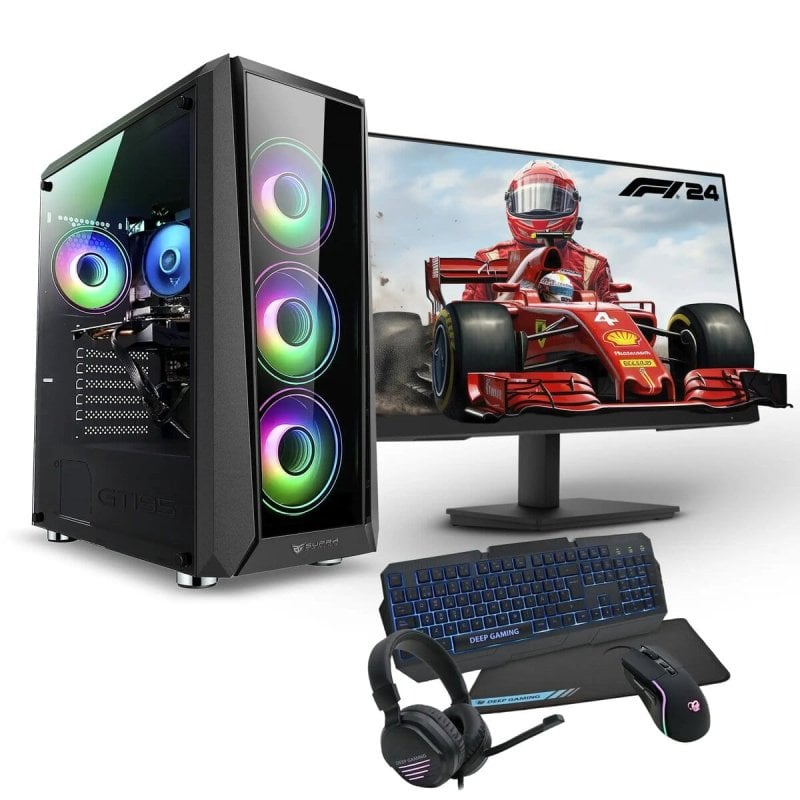 Image of PC Racing Pack Gaming Intel Core i5-11400F/8GB/256GB SSD + 1TB HDD/GTX 1650 + Monitor LED FullHD da 24" + Tastiera + Mouse da gioco + Cuffie