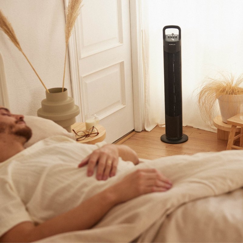 Ventilateur Tour Sans Pales Newlux W80 - 45W, 3 Vitesses, Oscillation 70°, Minuterie 120 Min, Moteur Cuivre - Blanc - 12