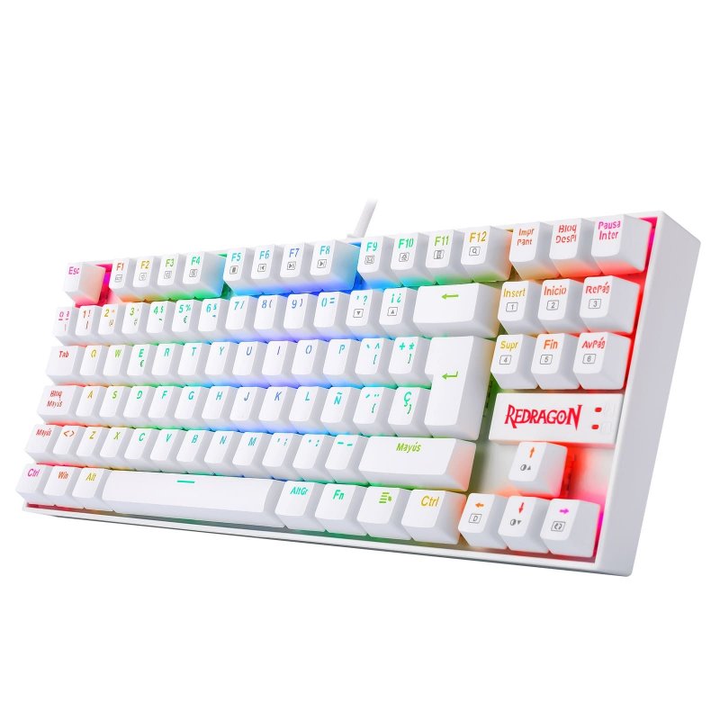 Teclado Gamer Redragon Kumara K552W-RGB - Switch Preto - Branco Lunar - Mecânico ABNT2