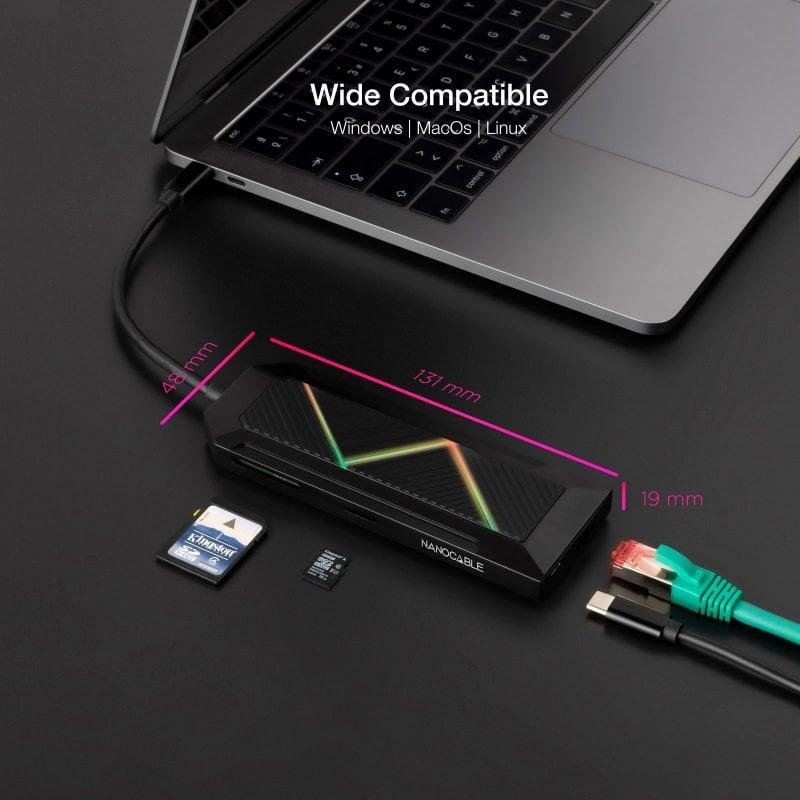 Nanocable Usb-C Hub 9-In-1 Hdmi 4K Rj45 Gigabit Pd 100W