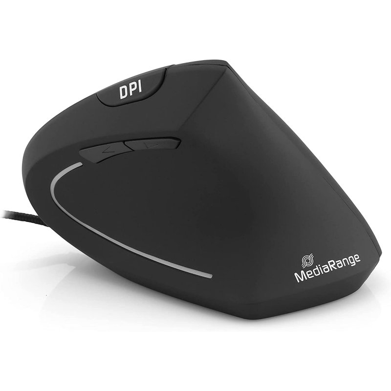 MediaRange Mouse Ottico 3 Bottoni – Sensore Preciso, Cavo USB, Colore Nero, Ergonomico Per PC E Laptop