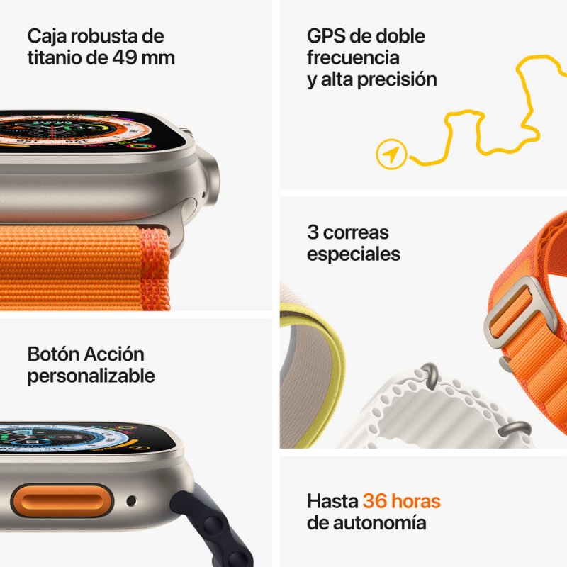 Apple Watch Ultra Titânio com Bracelete Ocean Amarela