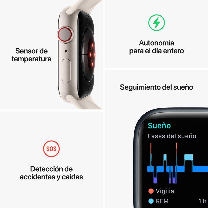 Apple Watch Series 8 GPS 45mm Alumínio com Bracelete desportiva Luz das  Estrelas