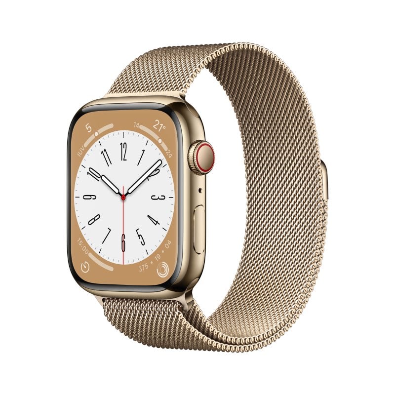 Apple Watch Series 8 GPS + Celular 45mm Caixa de Aço Inoxidável com  Bracelete Milanese Loop Ouro