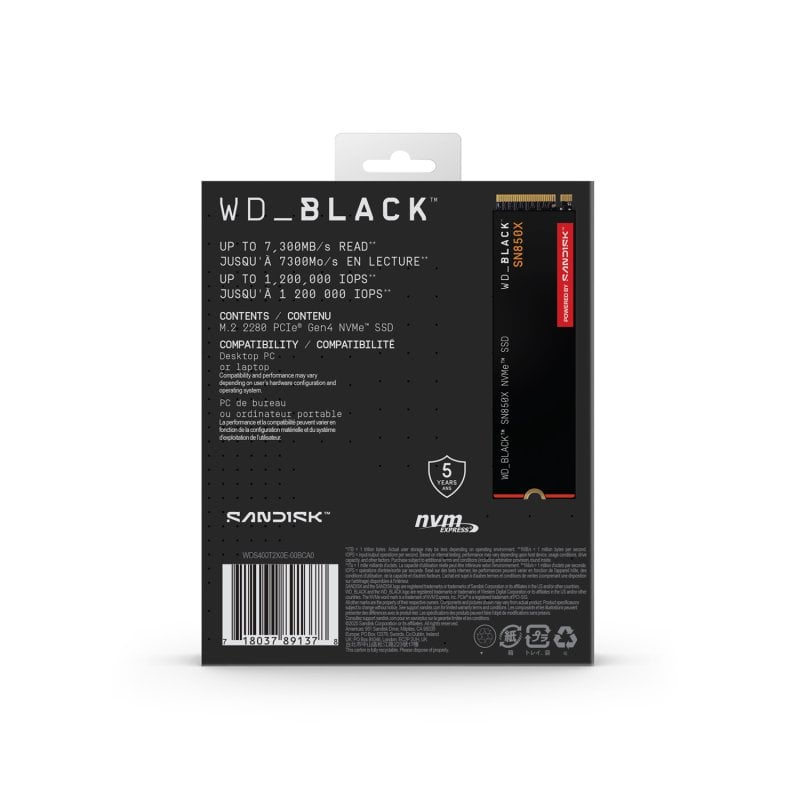 Disco Rígido WD Black SN850X SSD 4TB M.2 2280 PCIe Gen4 NVMe