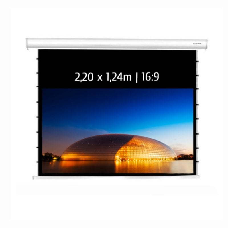 Image of Schermo di proiezione motorizzato tensionato Kimex 2,20x1,24 m Formato 16:9 Smart Screen con Wifi cod079
