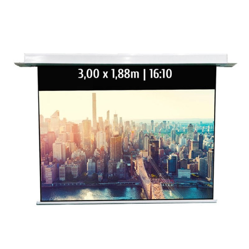 Kimex Pantalla de Proyección Eléctrica Empotrable 3.00x1.88m Formato 16:10 Función Wi-Fi