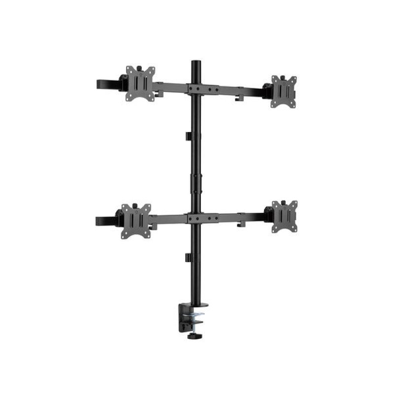 Support Double Écran PC Kimex 17-32 Pouces - Bras Articulé Réglable Sans Outil - Fixation Bord Table Ou Vis