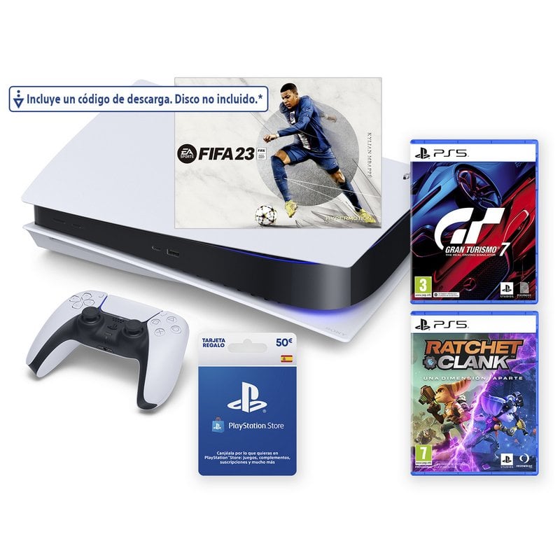 Promoção de Sony PlayStation 5 Digital 825GB FIFA 23 Bundle cor branco e  preto