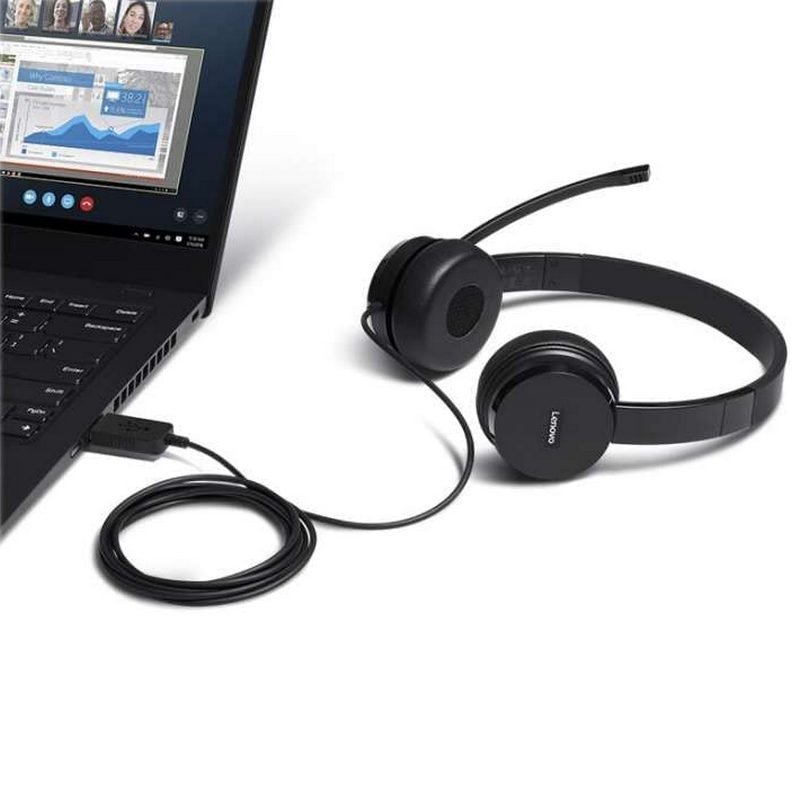 Lenovo 100 Mono Headset Usb Preto Pccomponentes Pt