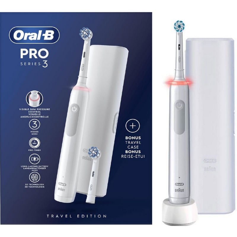 Escova de Dentes Elétrica Pro3 3500 Preta com Estojo Viagem - emb. 1 un -  Oral-B