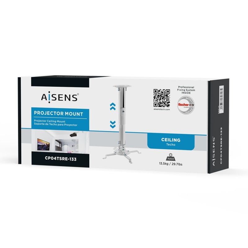 Support De Plafond Universel Rotatif Et Extensible Pour Projecteur - Charge Max 13.5kg, Couleur Blanc (AISENS CP04TSRE-133) Fixation Plafond Vidéoprojecteur