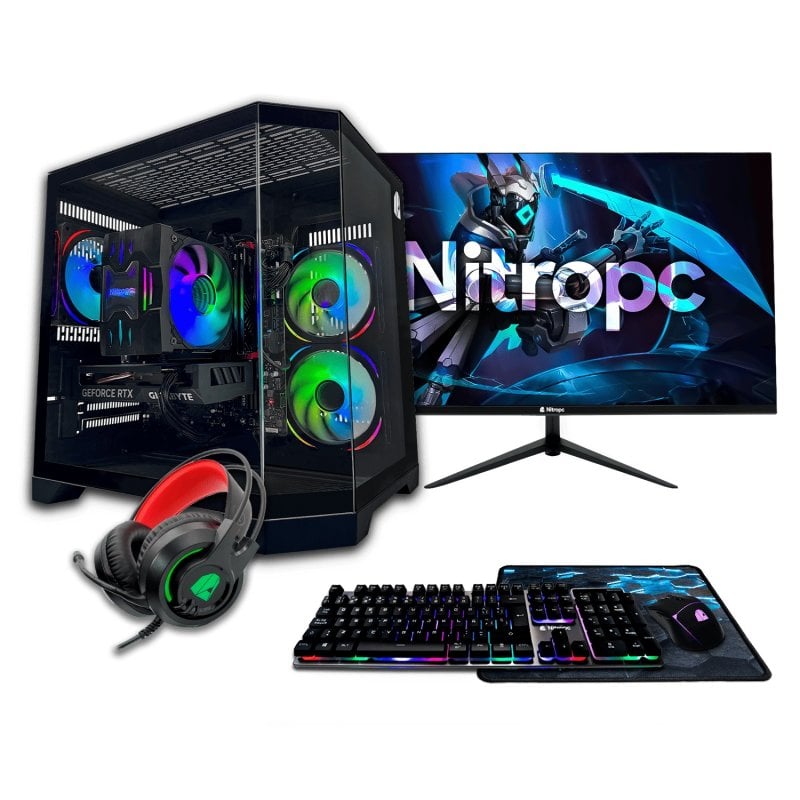 En savoir plus sur l'étiquette de performance énergétique ou l'information sur le produitBienvenue dans le Gold Pack et bienvenue dans le meilleur exemple de tout ce que le milieu de gamme est capable de vous offrir. Mettez à l'épreuve son magnifique processeur dans des jeux ou des tâches de productivité encore plus avancées. Il contient tout ce dont vous avez besoin pour vivre une expérience complète un Nitropc un moniteur un clavier une souris un tapis de souris et des écouteurs. Ne lâchez rien. Jouez à vos jeux préférés et les plus populaires. Profitez-en en FULL HD avec de bons FPS et sans saccades. Préparés pour des sessions intensives ils sont les Nitropc parfaits pour débuter dans le jeu compétitif. Qu'il s'agisse d'une formation pour devenir professionnel ou de vos débuts dans le monde du streaming et du montage vidéo vous le ferez avec un Nitropc qui ne sera pas en reste. Spécifications du Nitropc Pack Gold Processeur AMD Ryzen 5 5500 (6 cœurs 12 threads 3 6 GHz jusqu'à 4 2 GHz) ...