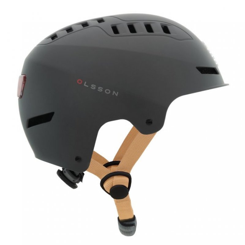 Casco Bici Urban Light Olsson Bianco (S/M) Con Luci LED Anteriori E Posteriori, Omologato E Ventilato