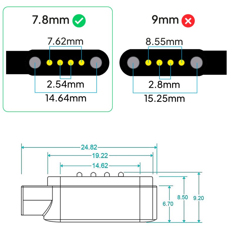Câble De Remplissage Magnétique De Smartwatch, ABS Intelligent De PVC