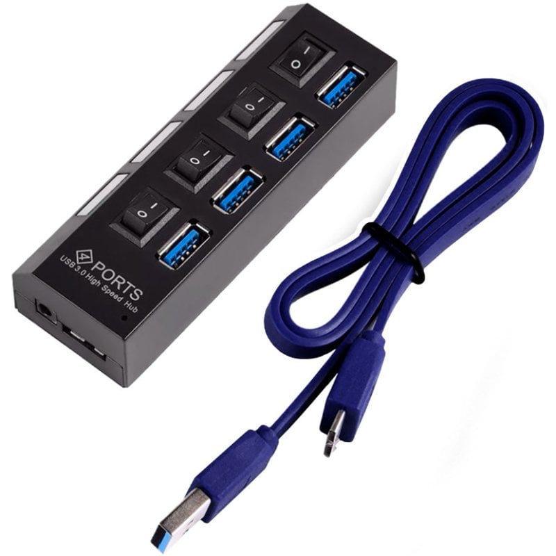 Image of OcioDual HUB USB 3.0 a 4 porte Nero con Switch