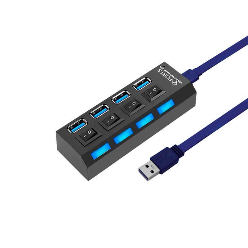 Hub USB 3.0 A 4 Porte Con Interruttori On/Off Singoli - Trasferimento 5 Gbit/s - 2