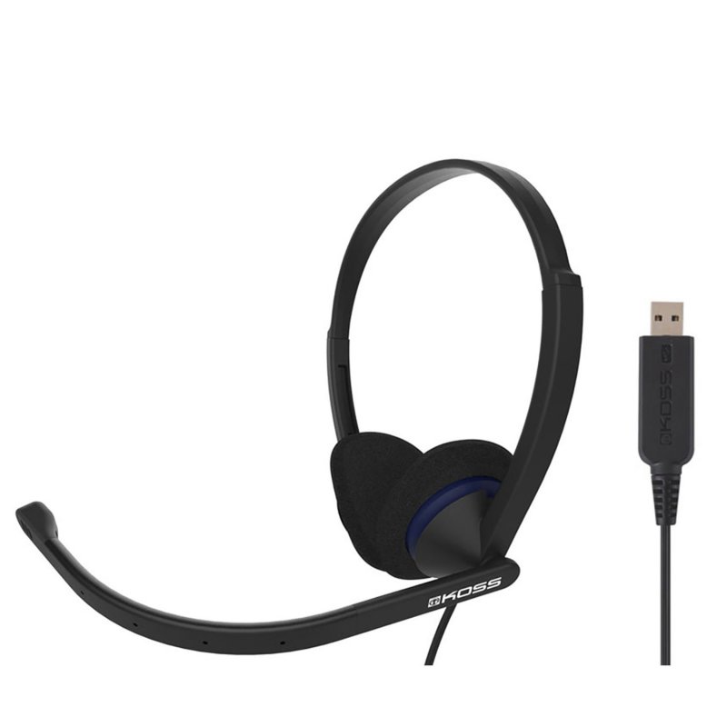 KOSS CS200 Cuffie USB Con Microfono A Cancellazione Di Rumore, Braccio Flessibile, Auricolari Double-side, Ideali Per Smart Working E Chiamate, Nero