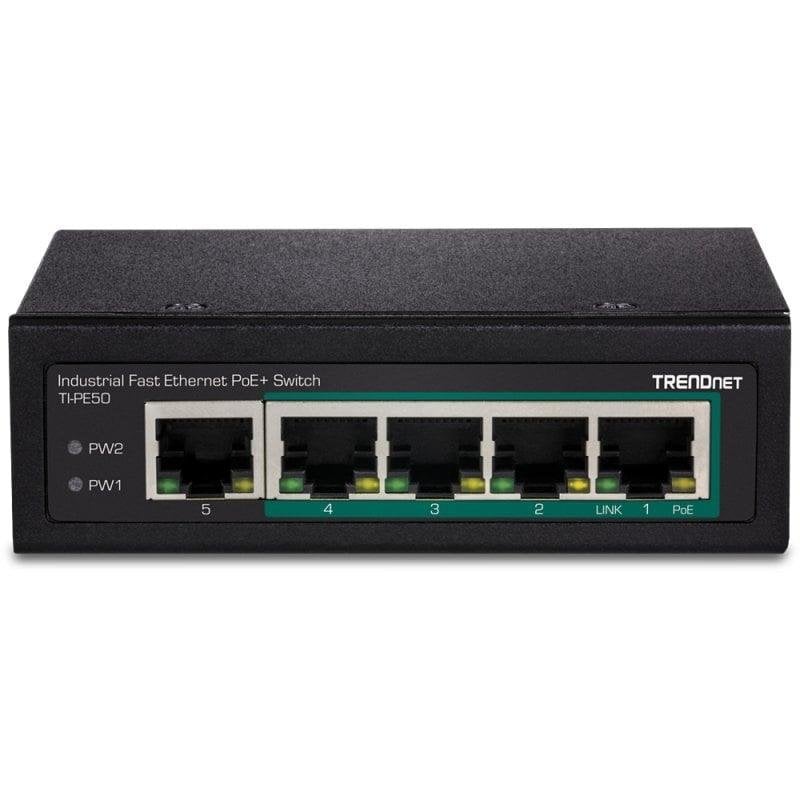 Switch Trendnet TI-PE50 4 Ports PoE+ Fast Ethernet 1 Port Fast Ethernet Noir