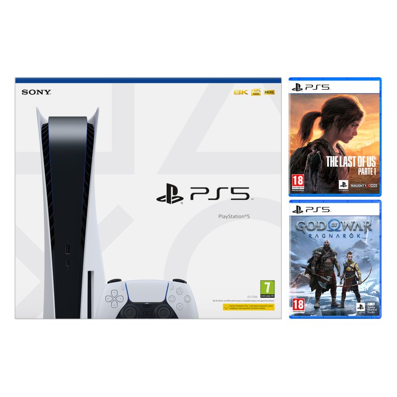 Sony PlayStation 5 Chasis C + The Last of Us Parte 1 + God of War Ragnarök