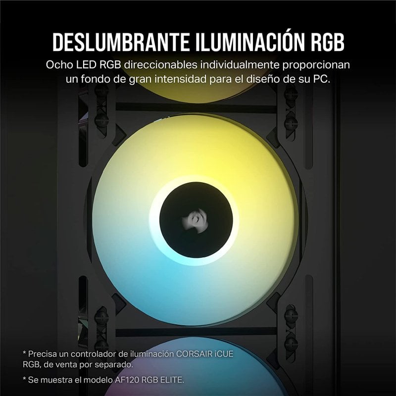 Ventana Corsair ICUE SP120 RGB ELITE 120mm - PWM, 1500 RPM, LED RGB, AirGuide, Nero - Foto 9