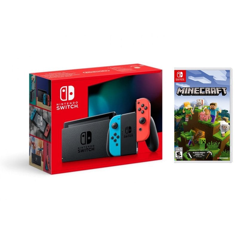 Nintendo Pack Switch Azul Neón/Rojo Neón + Minecraft: Nintendo Switch  Edition