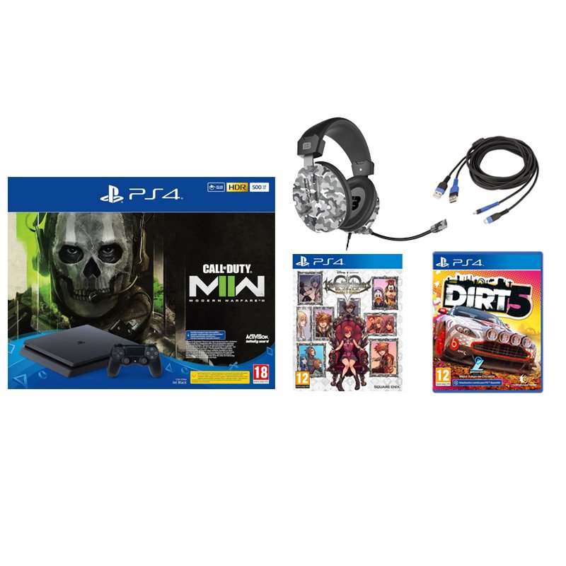 Sony PS4 COD Modern Warfare II + Blackfire Pro Combat + Dirt 5 + Kingdom  Hearts + Cabo Carga Dual