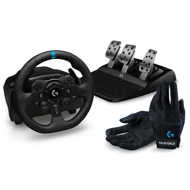 Logitech G923 Volante y Pedales para PS4/PS5/PC + Guantes de