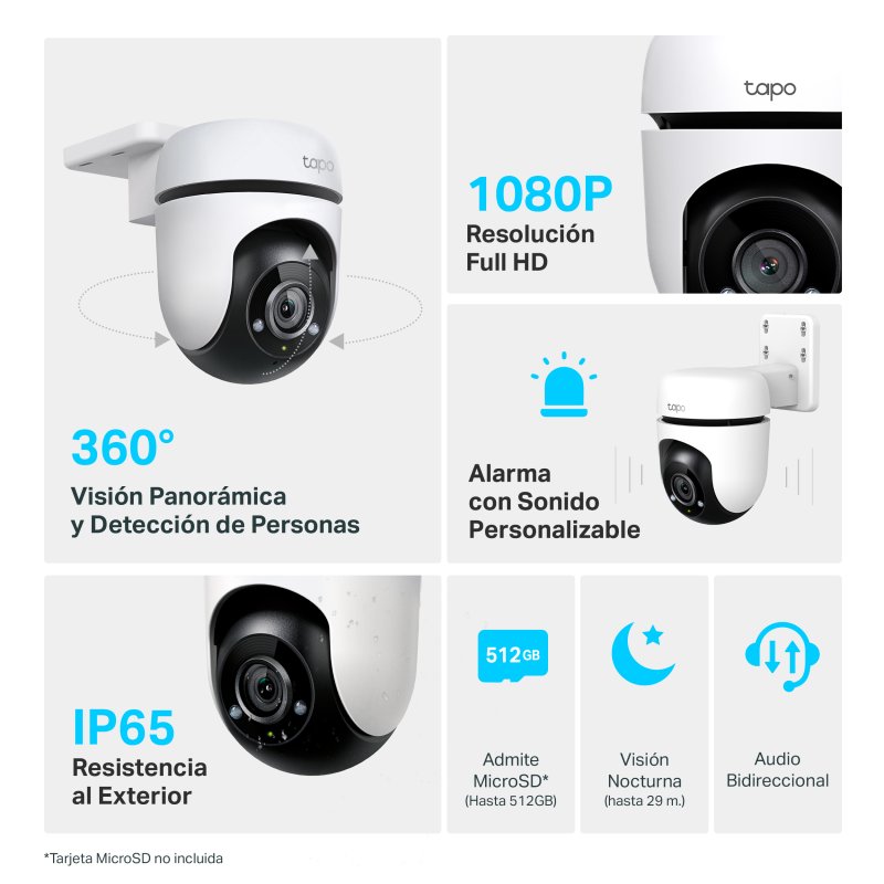 Tapo C500, Câmara de Segurança Wi-Fi Exterior Pan/Tilt