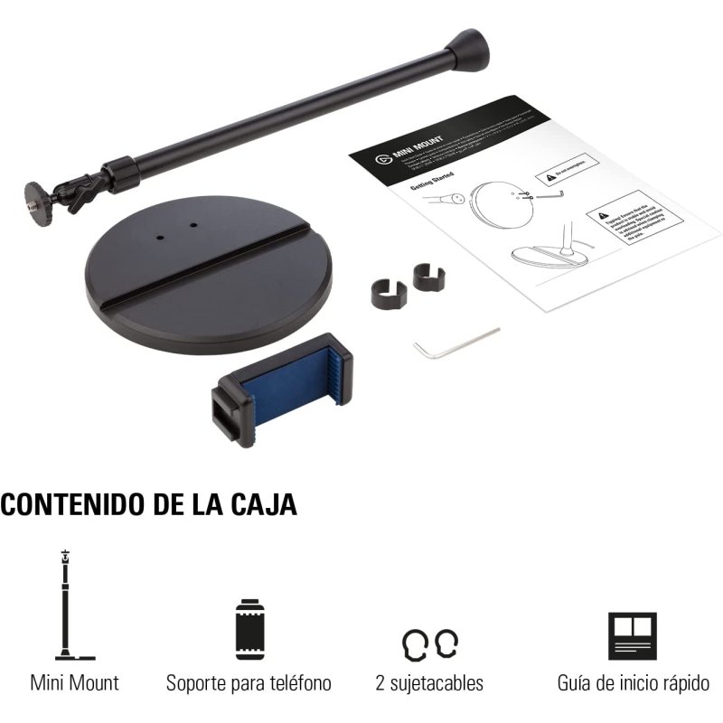 Elgato Master Mount L, pince pour bureau haut de gamme avec perche télescopique jusqu'à 125 cm et filetage 1/4 pour fixer des lumières, caméras et micros, idéale pour streaming, visio et studios