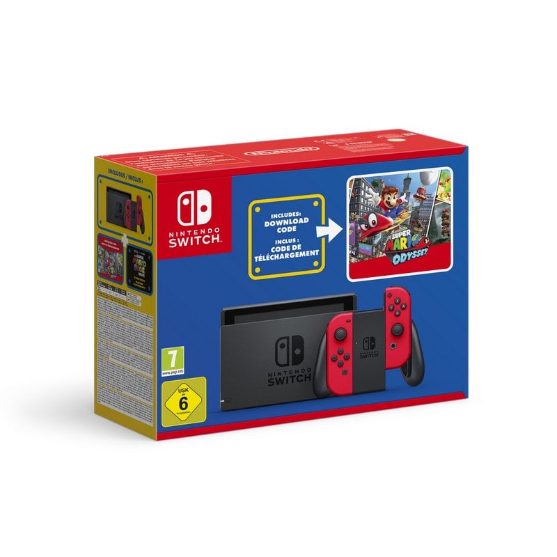 Nintendo Switch + Super Mario Odyssey console da gioco portatile 15,8 cm (6.2") 32 GB Touch screen Wi-Fi Grigio, Rosso video