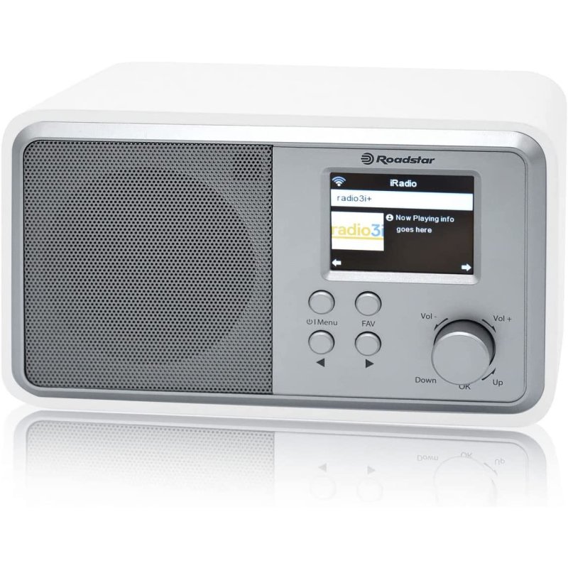 Roadstar IR-390D+BT/WH Radio Wi-Fi, DAB/DAB+/FM, Bluetooth, USB, Telecomando E Doppia Sveglia – Bianco Compatto
