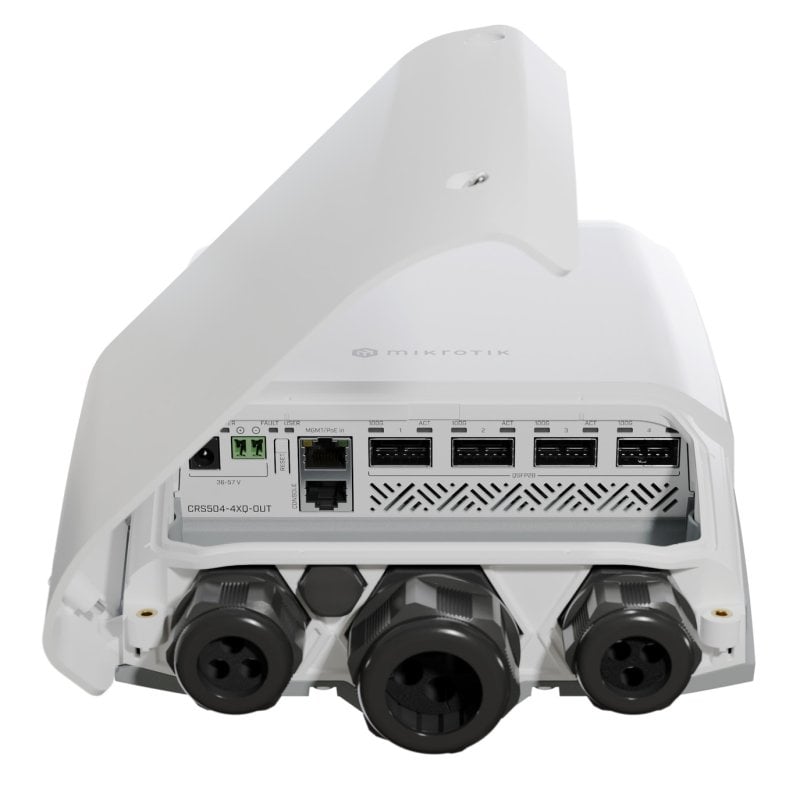 MikroTik CRS504-4XQ-OUT Switch Gestionable L3 4 Puertos + 1 Puerto Fast Ethernet PoE video