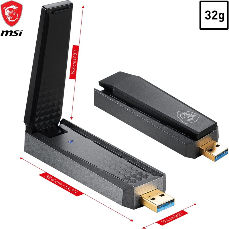 Clé WiFi 6 USB AC1800 Mbps Double Bande 5GHz/2.4GHz | Adaptateur WiFi Pour PC Windows 11/10 | Antenne 5dBi, MU-MIMO, WPA3