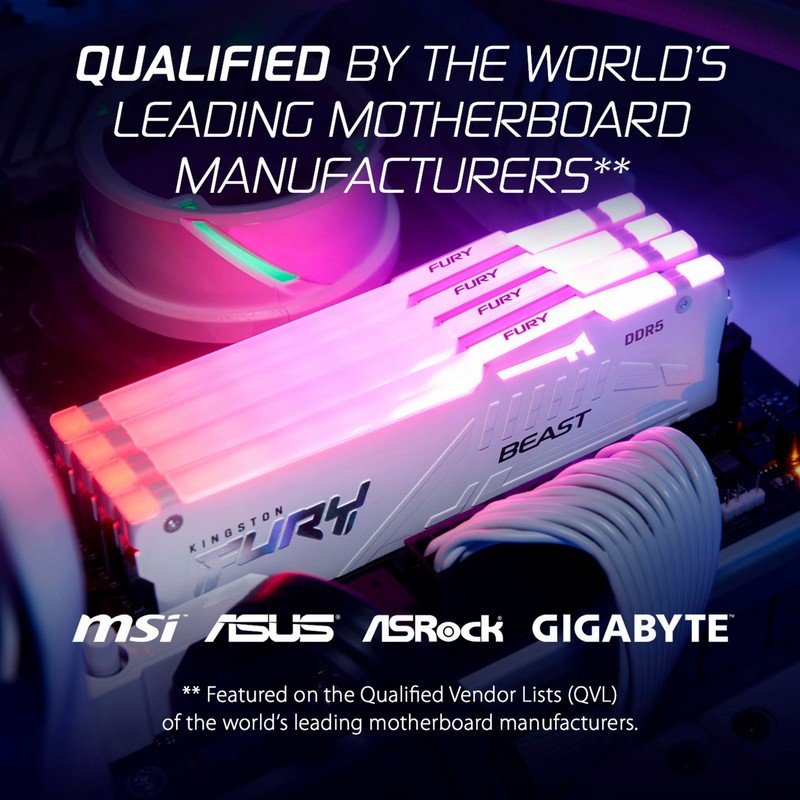 Memoria RAM Kingston FURY Beast RGB White DDR5 6000MHz 32GB CL36