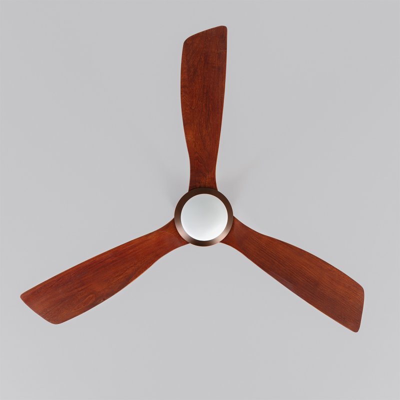 Lucande LED plafondventilator Kayu, wit/hout, DC, 132 cm