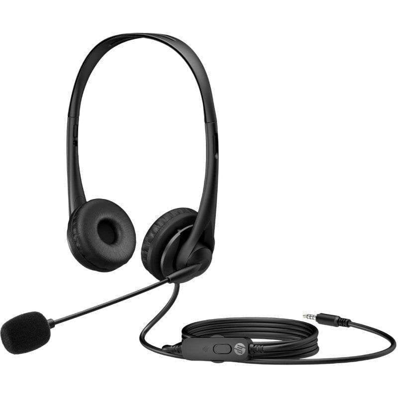 Auriculares HP G2 com cabo USB, microfone com cancelamento de ruído, conforto escritório, preto