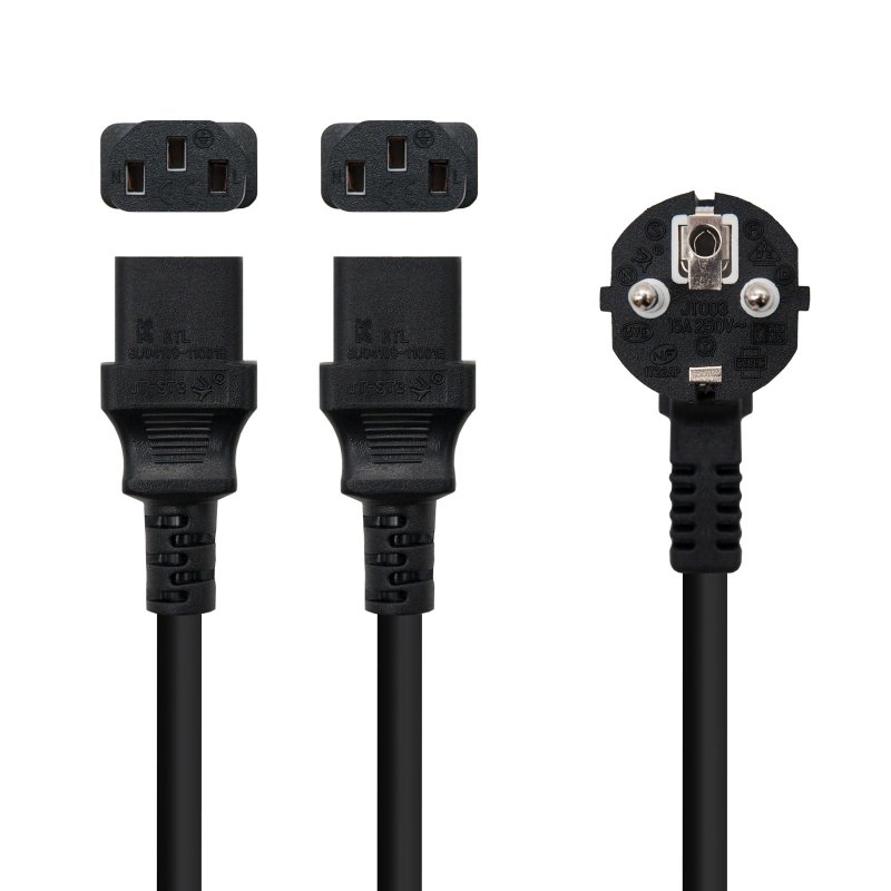 Câble Alimentation CEE7/7 Schuko Coudé Vers C13 - Noir - 7 Mètres - Pour PC, Écran, Imprimante - Norme IEC 60320