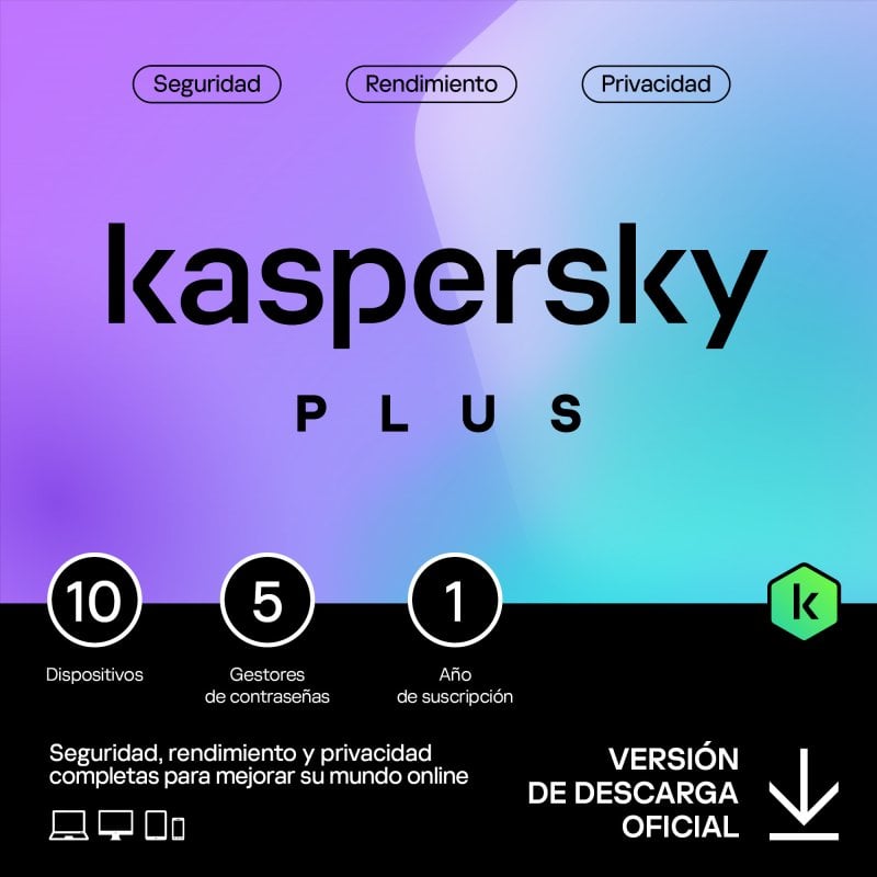 Kaspersky Plus 10 Dispositivos 1 Año Descarga Digital Kaspersky Plus 10 Dispositivos 1 Año Descarga Digital